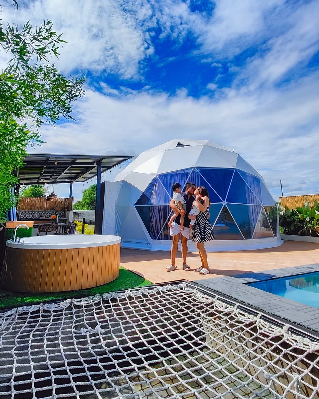 Kalinaya Dome Glamping exterior with pool and jacuzzi